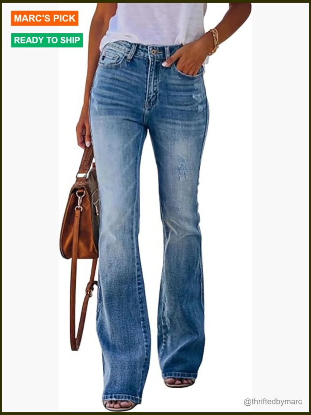 High Waisted Flare Bootcut Jeans Stretchy Denim Wide Leg Pants